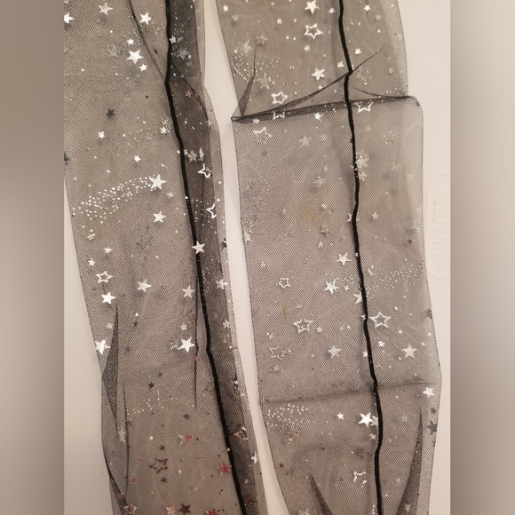 Black Silver Stars Sexy Socks Hoisery - Picture 6 of 8